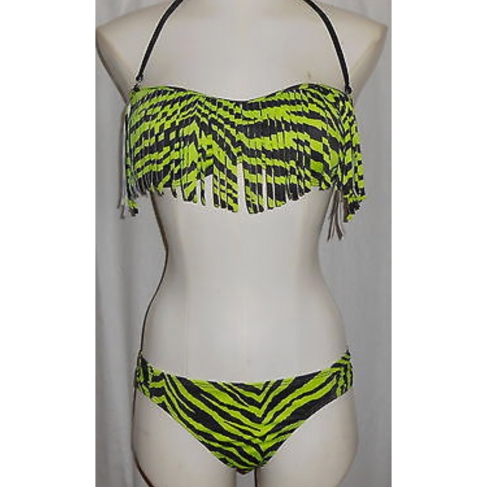NWOT Guess animal print fringe bikini